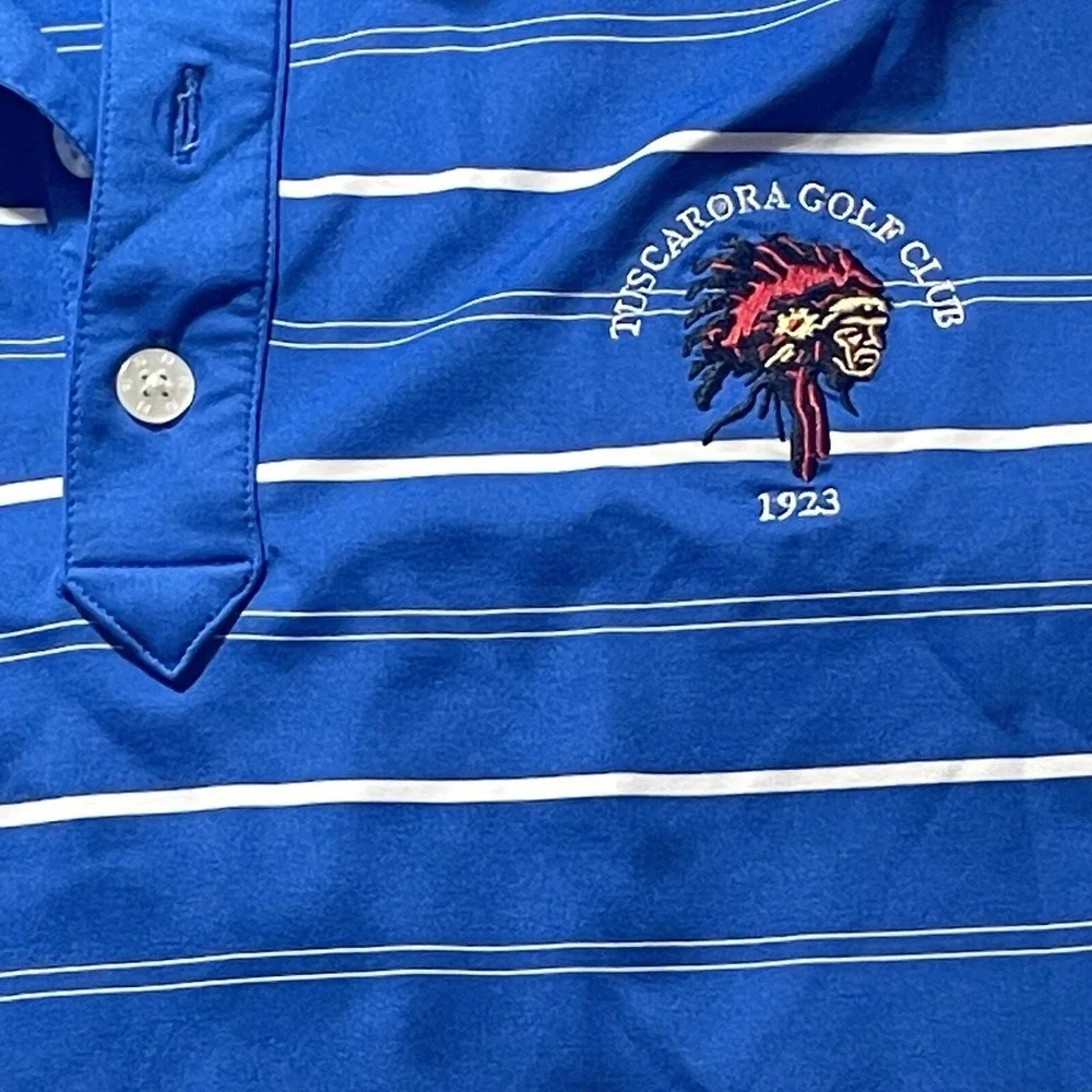 FOOTJOY FJ - Men's Polyester Spandex Blue Striped Athletic Fit Golf Polo Size XL